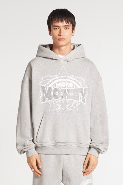 Glorious Gem Light Grey Hoodie: Elevate your streetwear with this stylish light grey hoodie featuring a dazzling gem design.