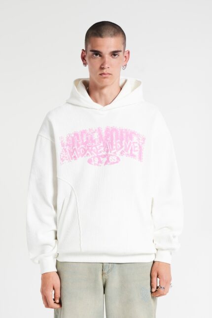 Elevate your style with the Signature Crest Waffle Hoodie in Off White.