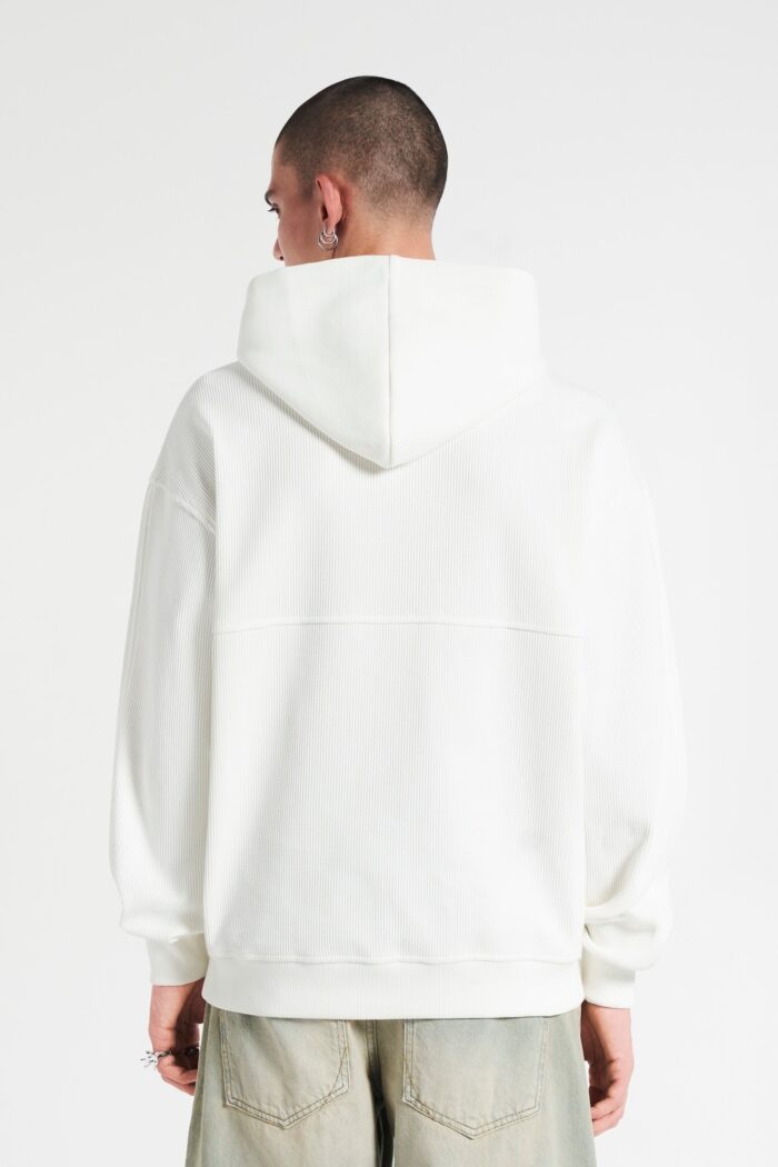 Elevate your style with the Signature Crest Waffle Hoodie in Off White.