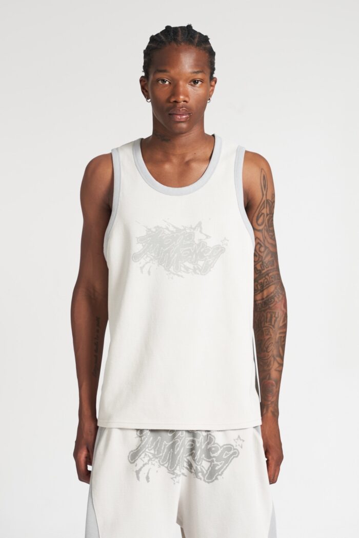 Canvas Tanktops Double Grey: Elevate your casual style with these trendy double grey tanktops. Perfect for a blend of fashion and everyday comfort."