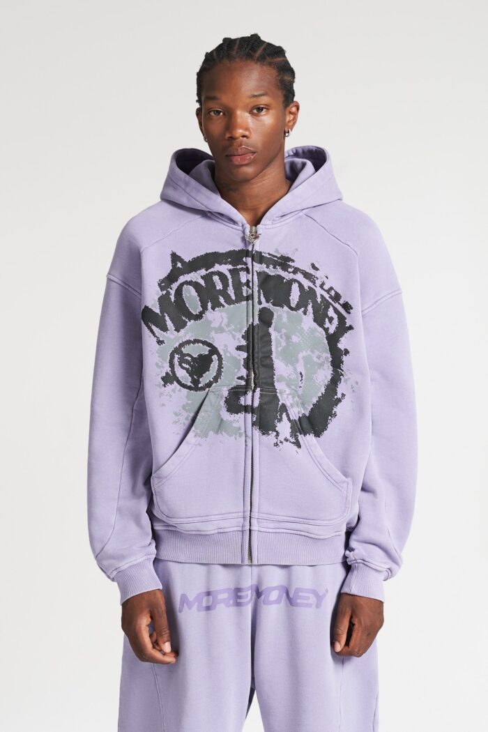 Shadow Walk Zip Purple Washed: Elevate your streetwear with this stylish purple washed zip hoodie.