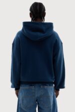 Elevate your style with the Transcendental Navy Blue Zip Hoodie – a blend of sophistication and comfort.