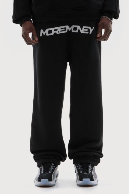 "Black More Money Logo Joggers, a stylish and comfortable choice for casual wear, featuring a logo design for added streetwear flair."
