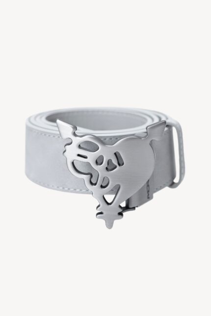 Heart Logo Grey Belt: Elevate your style with this sophisticated grey belt featuring a heart logo design.