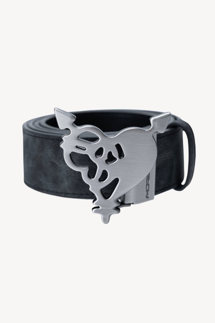 Heart Logo Black Belt: Elevate your look with this stylish black belt featuring a heart logo design.