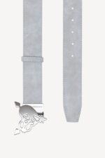 Heart Logo Grey Belt: Elevate your style with this sophisticated grey belt featuring a heart logo design.