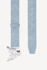 Heart Logo Light Blue Belt: Add a touch of style to your ensemble with this chic light blue belt featuring a heart logo design.