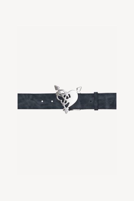 Heart Logo Black Belt: Elevate your look with this stylish black belt featuring a heart logo design.