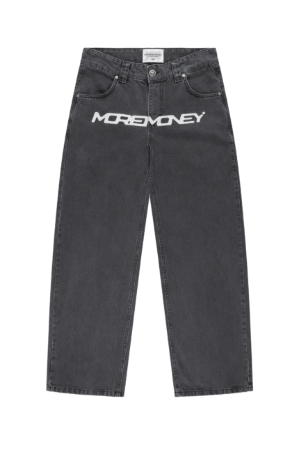 Elevate your style with the More Money Logo Baggy Denim in Black.